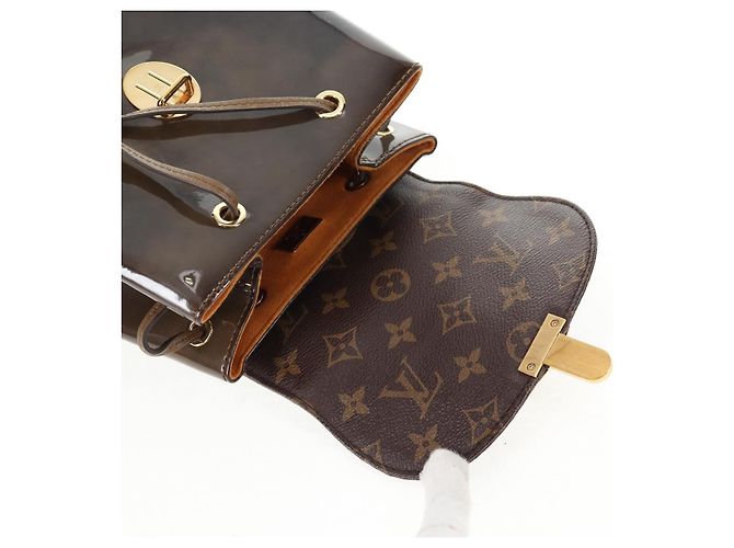 LOUIS VUITTON Zaino Hot Springs Monogram Vernis Khaki M54389 LV Auth BA5768V Cachi Monogramma - vista 24
