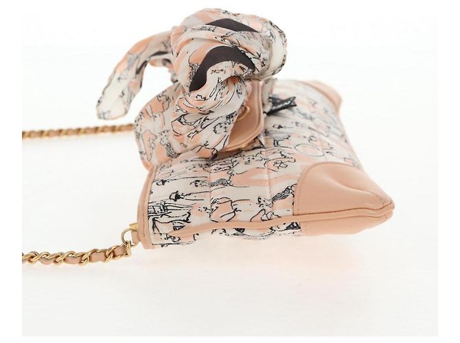 Borsa a spalla CHANEL con catena in seta rosa oro CC Auth 140122SAV D'oro - vista 3