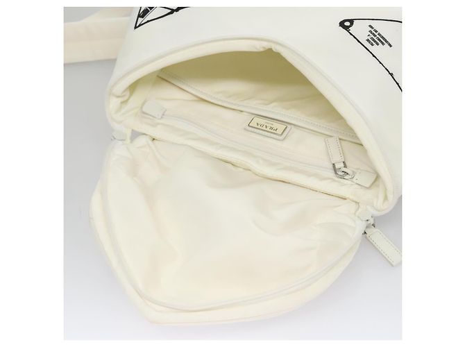 PRADA Backpack Nylon White Silver Auth 105813SAV Silvery - view 10