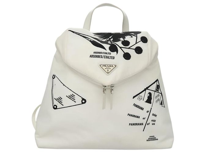 PRADA Backpack Nylon White Silver Auth 105813SAV Silvery - view 14