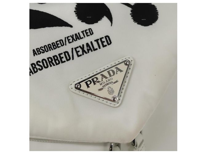 PRADA Backpack Nylon White Silver Auth 105813SAV Silvery - view 21