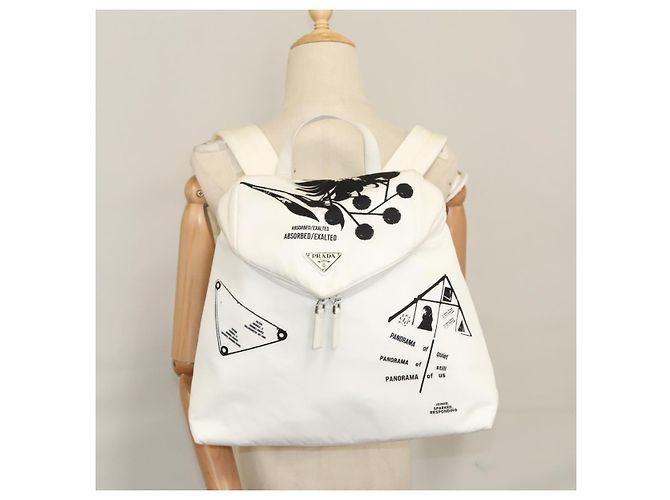 PRADA Backpack Nylon White Silver Auth 105813SAV Silvery - view 29