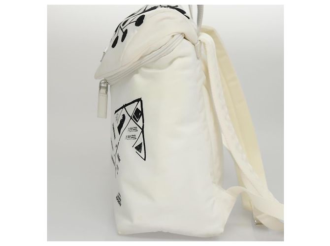 PRADA Backpack Nylon White Silver Auth 105813SAV Silvery - view 3