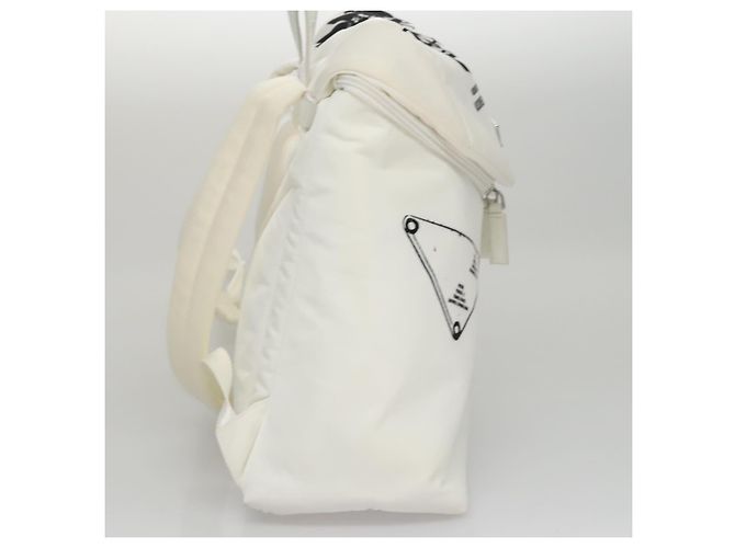 PRADA Backpack Nylon White Silver Auth 105813SAV Silvery - view 4