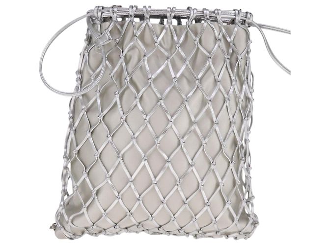 Borsa a Spalla con Catena PRADA Satin Argento Auth 108034SAV - vista 2