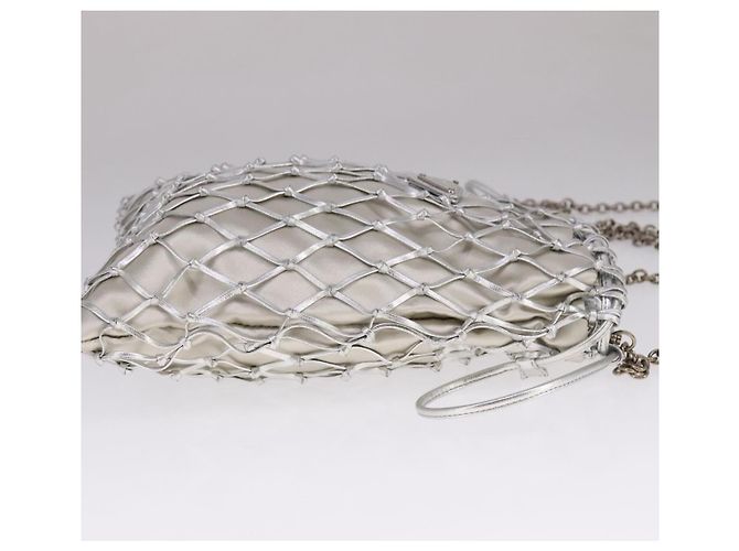 Borsa a Spalla con Catena PRADA Satin Argento Auth 108034SAV - vista 4