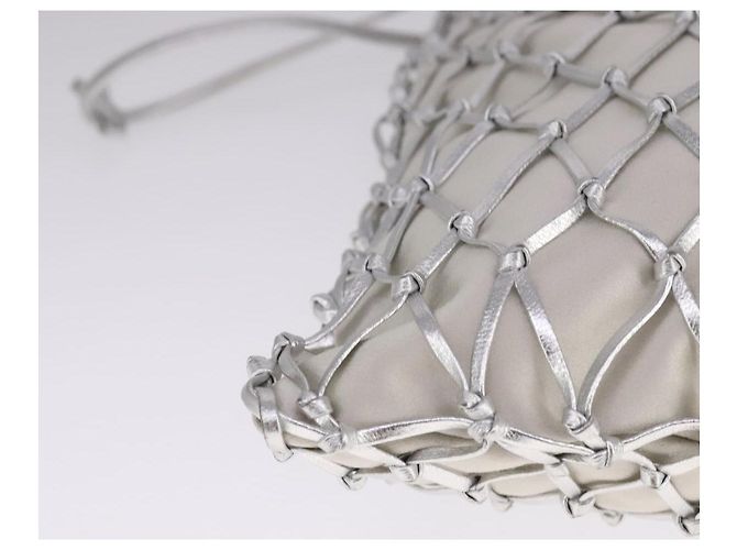 Borsa a Spalla con Catena PRADA Satin Argento Auth 108034SAV - vista 9