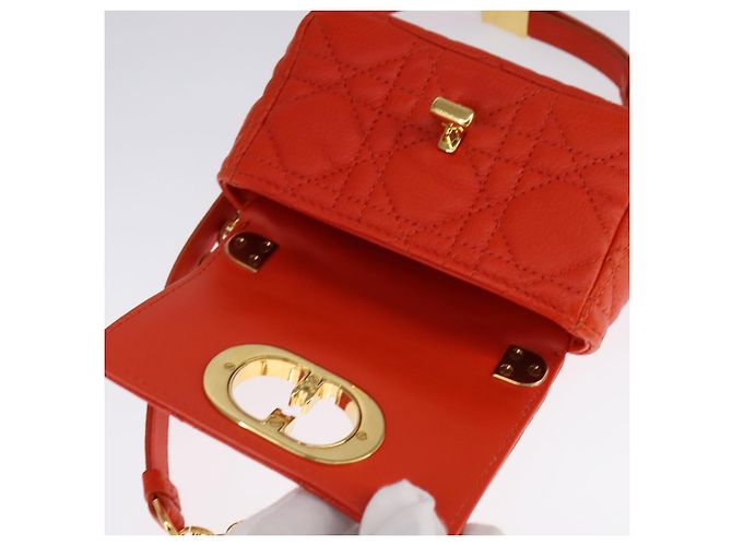 Borsa a spalla in pelle Caro Micro Chain Canage Christian Dior Arancione Auth 108920SAM - vista 10