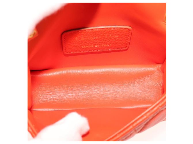 Borsa a spalla in pelle Caro Micro Chain Canage Christian Dior Arancione Auth 108920SAM - vista 11