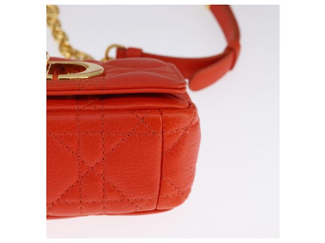Borsa a spalla in pelle Caro Micro Chain Canage Christian Dior Arancione Auth 108920SAM - vista 15
