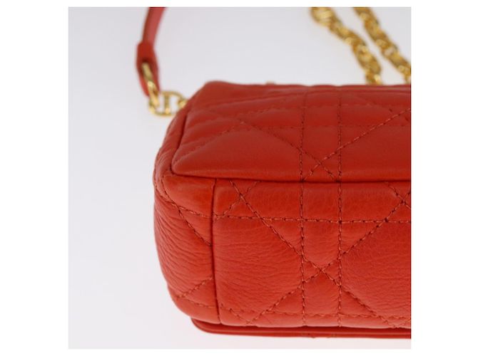 Borsa a spalla in pelle Caro Micro Chain Canage Christian Dior Arancione Auth 108920SAM - vista 16