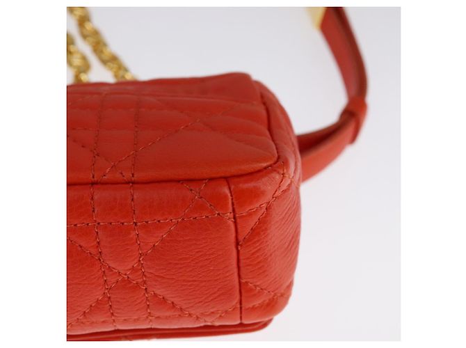 Borsa a spalla in pelle Caro Micro Chain Canage Christian Dior Arancione Auth 108920SAM - vista 17