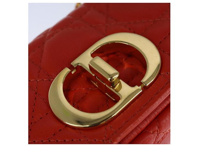 Borsa a spalla in pelle Caro Micro Chain Canage Christian Dior Arancione Auth 108920SAM - vista 18