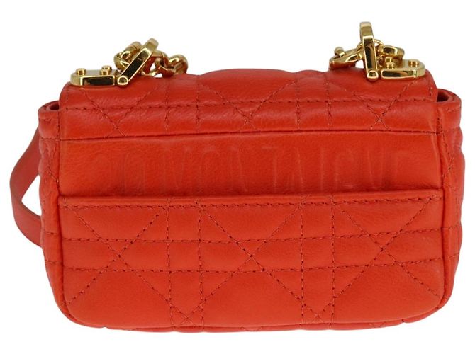 Borsa a spalla in pelle Caro Micro Chain Canage Christian Dior Arancione Auth 108920SAM - vista 2
