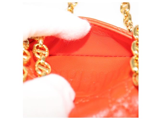 Borsa a spalla in pelle Caro Micro Chain Canage Christian Dior Arancione Auth 108920SAM - vista 22
