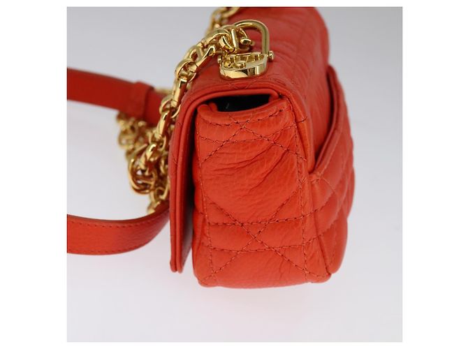Borsa a spalla in pelle Caro Micro Chain Canage Christian Dior Arancione Auth 108920SAM - vista 4