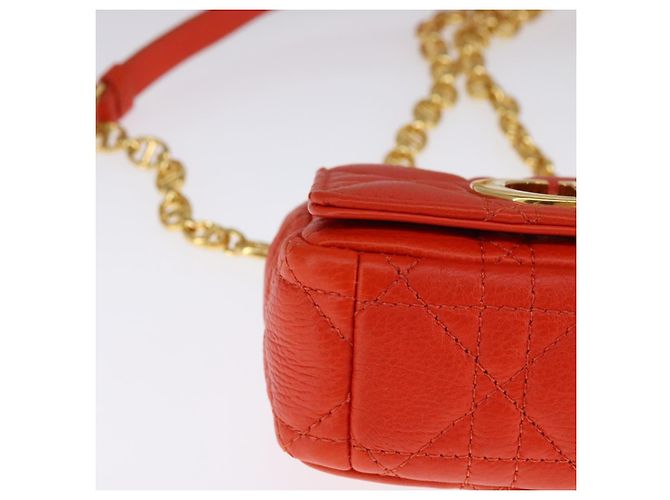 Borsa a spalla in pelle Caro Micro Chain Canage Christian Dior Arancione Auth 108920SAM - vista 9
