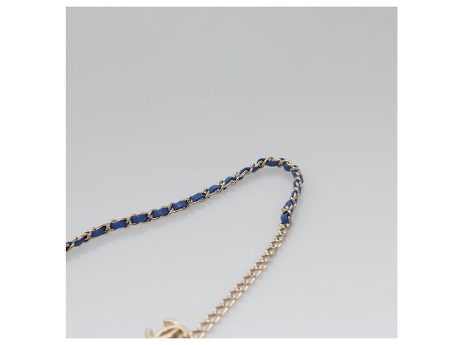 Borsa a Spalla con Catena CHANEL Raffia Blu CC Auth 115347SAM - vista 14