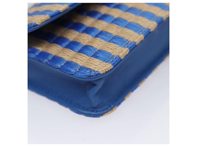 Borsa a Spalla con Catena CHANEL Raffia Blu CC Auth 115347SAM - vista 16