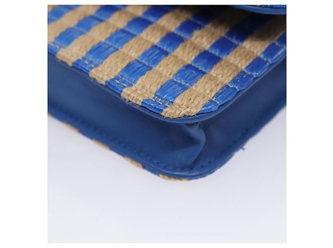 Borsa a Spalla con Catena CHANEL Raffia Blu CC Auth 115347SAM - vista 17