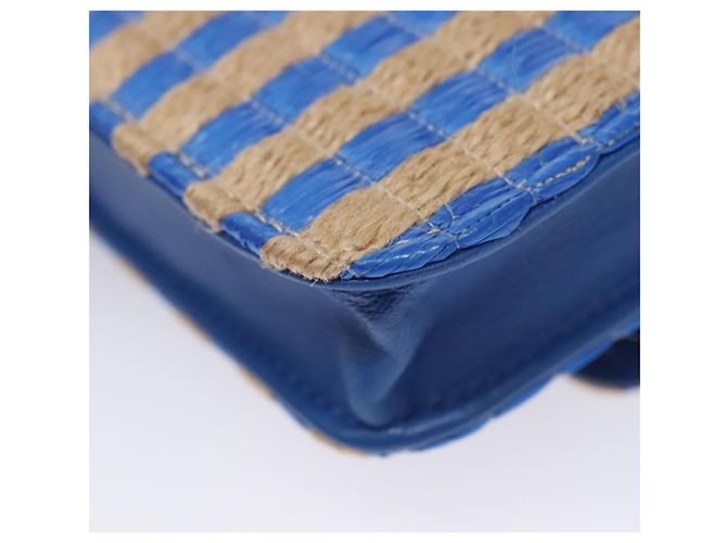 Borsa a Spalla con Catena CHANEL Raffia Blu CC Auth 115347SAM - vista 19