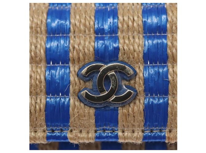 Borsa a Spalla con Catena CHANEL Raffia Blu CC Auth 115347SAM - vista 20