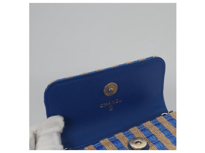 Borsa a Spalla con Catena CHANEL Raffia Blu CC Auth 115347SAM - vista 22