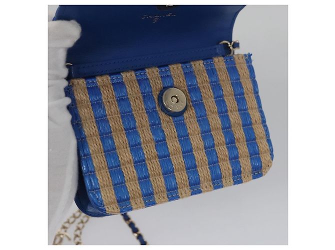 Borsa a Spalla con Catena CHANEL Raffia Blu CC Auth 115347SAM - vista 23