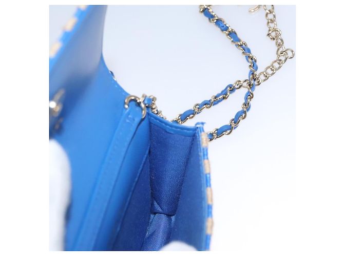 Borsa a Spalla con Catena CHANEL Raffia Blu CC Auth 115347SAM - vista 25