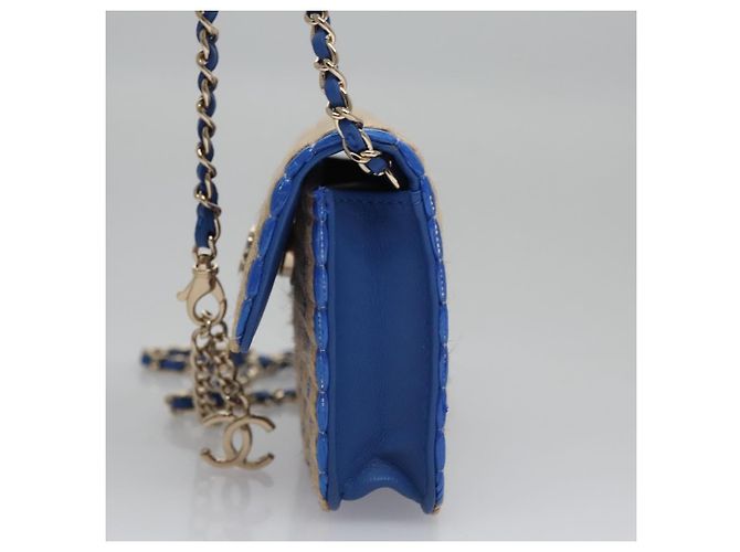 Borsa a Spalla con Catena CHANEL Raffia Blu CC Auth 115347SAM - vista 3