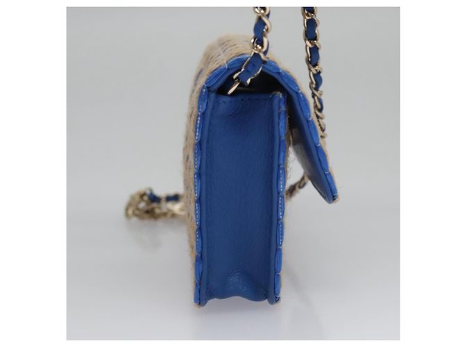 Borsa a Spalla con Catena CHANEL Raffia Blu CC Auth 115347SAM - vista 4