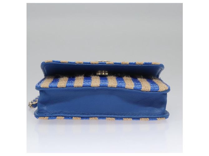 Borsa a Spalla con Catena CHANEL Raffia Blu CC Auth 115347SAM - vista 5
