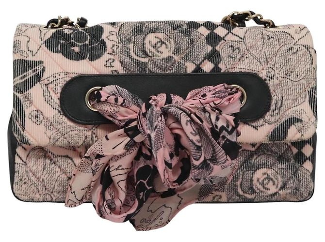 Bolsa de ombro CHANEL em corduroy rosa com corrente V Stitch, dourado, CC Auth 115032SM - vista 13