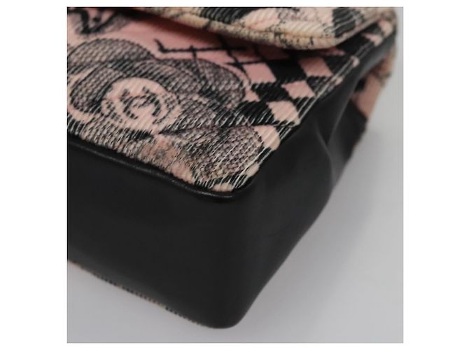 Bolsa de ombro CHANEL em corduroy rosa com corrente V Stitch, dourado, CC Auth 115032SM - vista 14
