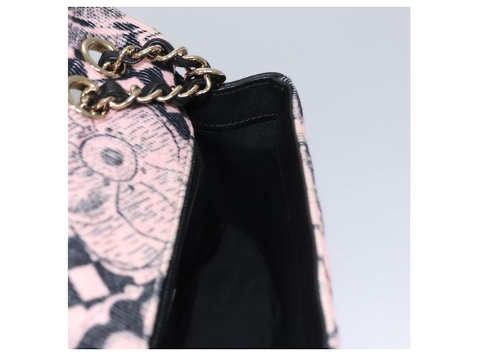 Bolsa de ombro CHANEL em corduroy rosa com corrente V Stitch, dourado, CC Auth 115032SM - vista 21