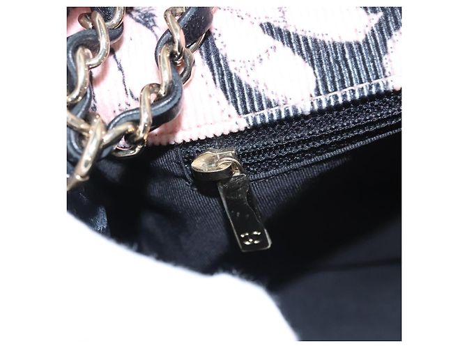 Bolsa de ombro CHANEL em corduroy rosa com corrente V Stitch, dourado, CC Auth 115032SM - vista 23
