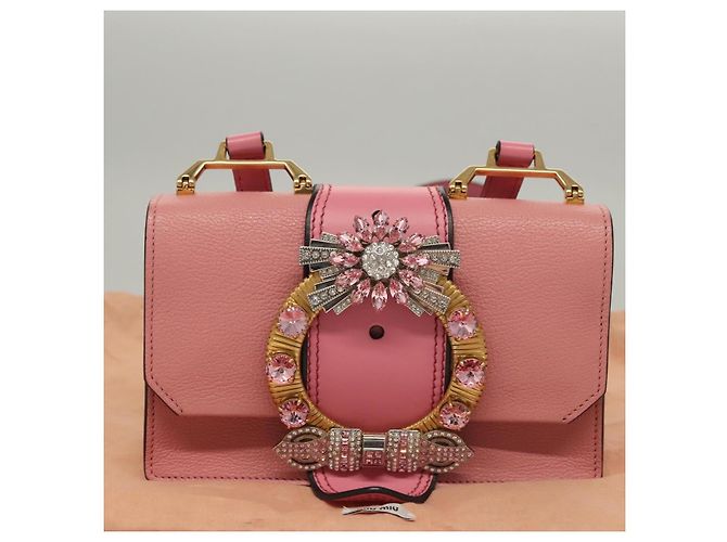 Borsa a Spalla Miu Miu in Pelle Rosa Oro Auth BD1584SAM D'oro - vista 12