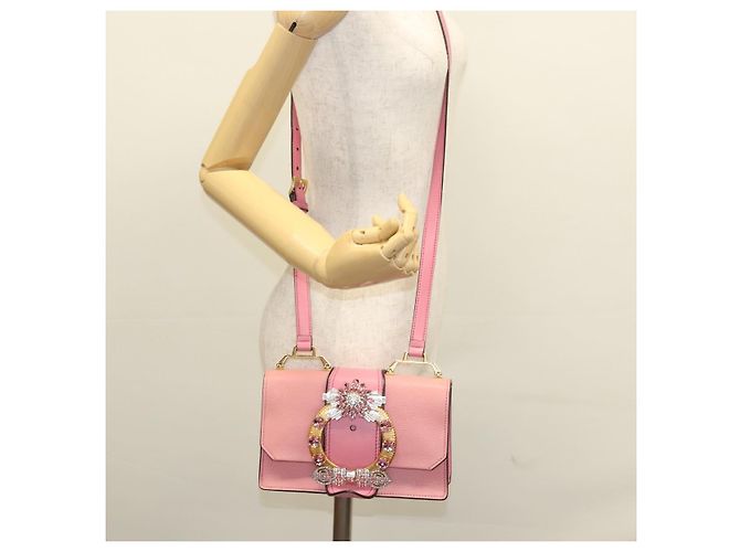 Borsa a Spalla Miu Miu in Pelle Rosa Oro Auth BD1584SAM D'oro - vista 27