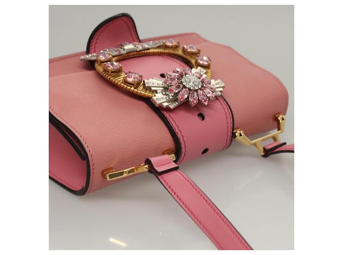 Borsa a Spalla Miu Miu in Pelle Rosa Oro Auth BD1584SAM D'oro - vista 6