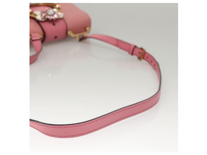Borsa a Spalla Miu Miu in Pelle Rosa Oro Auth BD1584SAM D'oro - vista 7