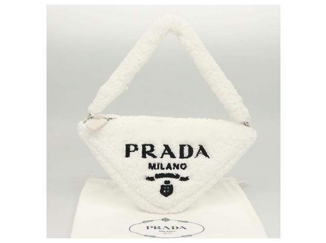 Borsa a Spalla PRADA Pile Bianco Argento Auth MX183SAM - vista 12