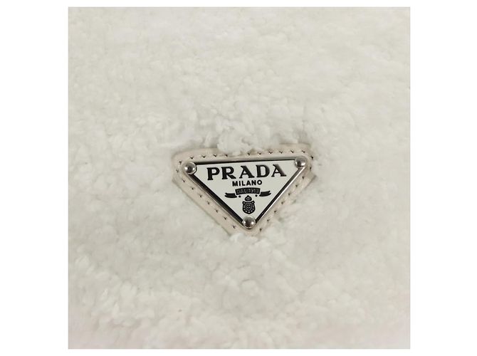 Borsa a Spalla PRADA Pile Bianco Argento Auth MX183SAM - vista 18