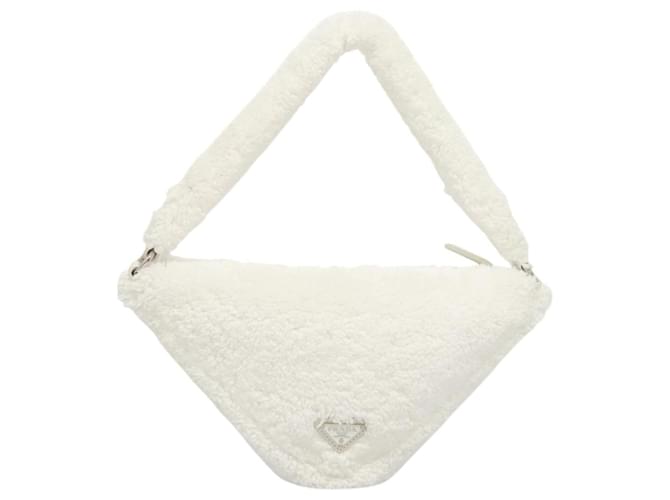 Borsa a Spalla PRADA Pile Bianco Argento Auth MX183SAM - vista 2