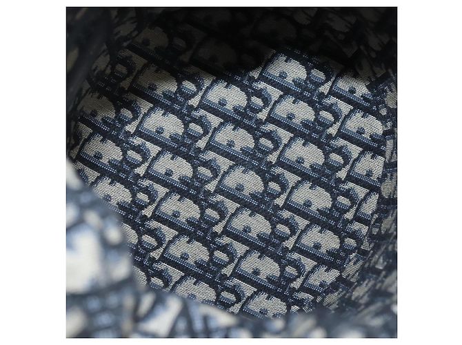 Borsa a Spalla in Vimini Oblique Christian Dior Rattan Blu Marino Marrone oro Auth BA1114SAM D'oro Blu navy - vista 10