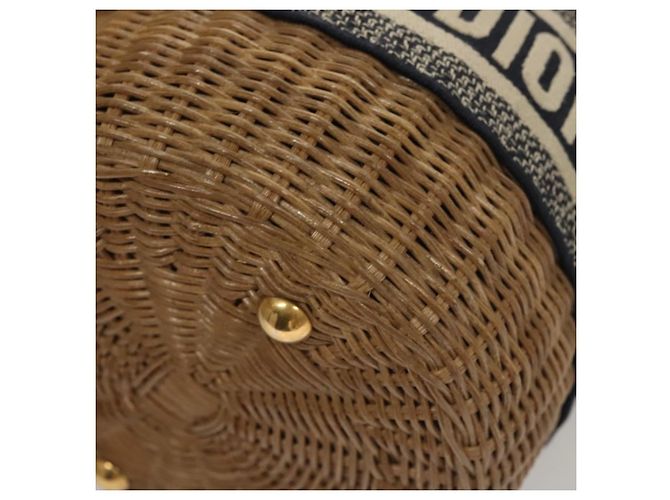 Borsa a Spalla in Vimini Oblique Christian Dior Rattan Blu Marino Marrone oro Auth BA1114SAM D'oro Blu navy - vista 15
