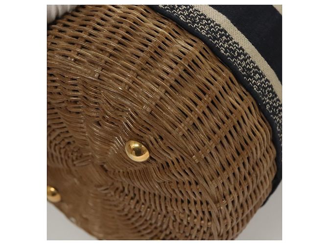 Borsa a Spalla in Vimini Oblique Christian Dior Rattan Blu Marino Marrone oro Auth BA1114SAM D'oro Blu navy - vista 17