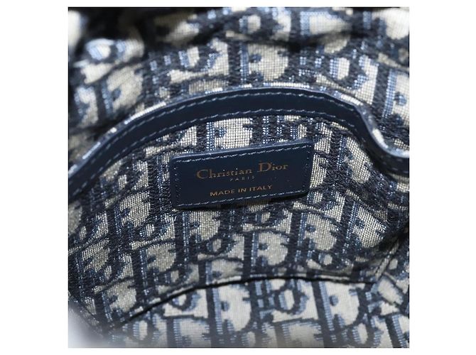 Borsa a Spalla in Vimini Oblique Christian Dior Rattan Blu Marino Marrone oro Auth BA1114SAM D'oro Blu navy - vista 9