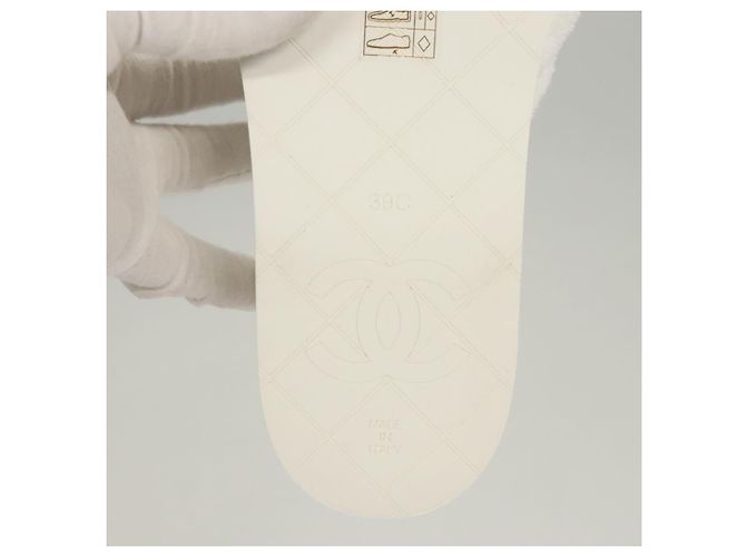 CHANEL Sandali da Spiaggia Cotone 39C Bianco CC Auth BA1259SM - vista 10
