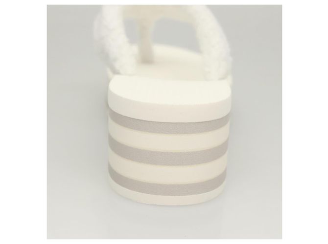 CHANEL Sandali da Spiaggia Cotone 39C Bianco CC Auth BA1259SM - vista 12
