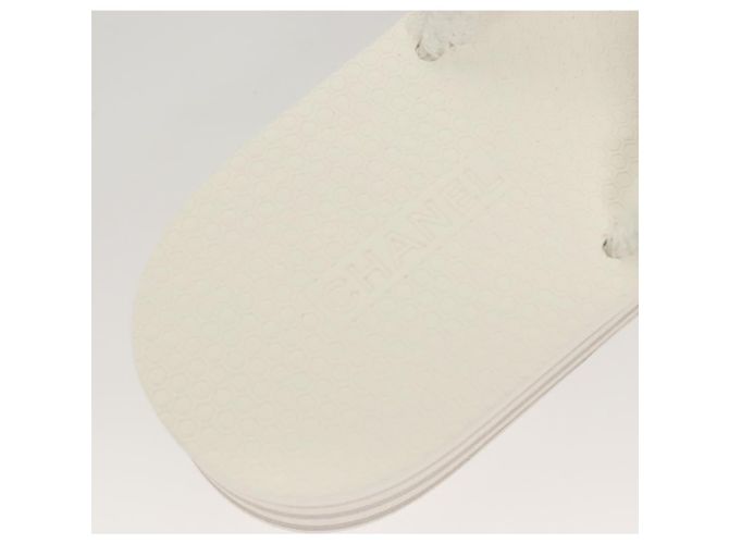CHANEL Sandali da Spiaggia Cotone 39C Bianco CC Auth BA1259SM - vista 14